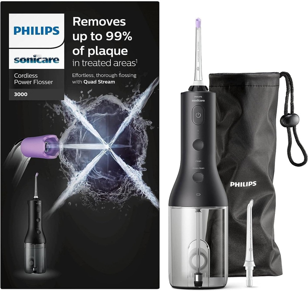 Philips Sonicare Cordless Power Flosser 3000 Oral Irrigator - Water Flosser for Teeth, Gums
