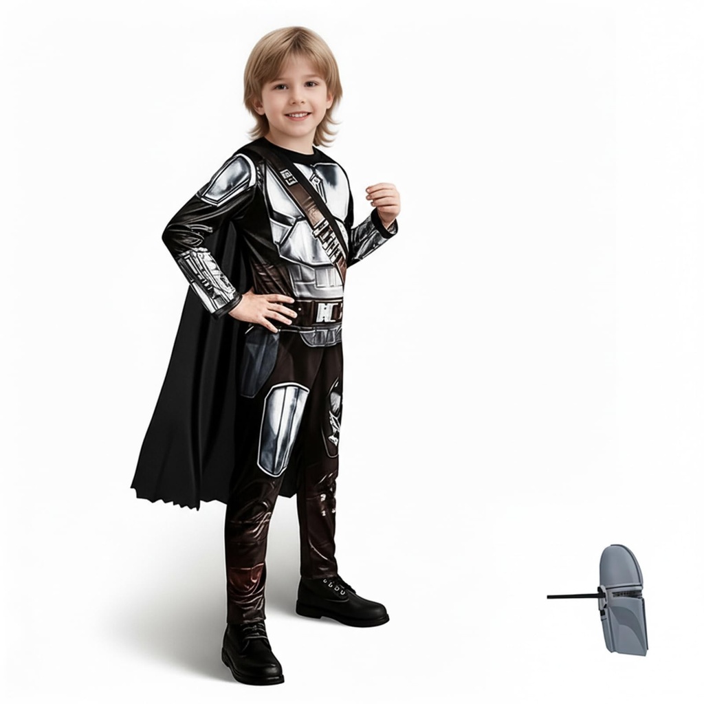 Joyincoser Space Warrior Costume for Children, Boys with Mandalorian Helmet, Knight, Warrio