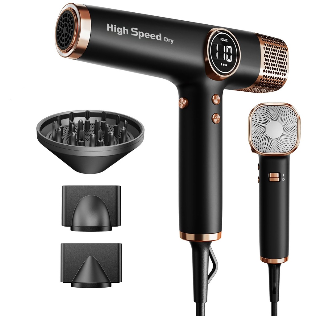 Faszin Professional Hair Dryer Ã¢Â€Â“ Lightweight Hairdryer with Diffuser, Low Noise, 200 M