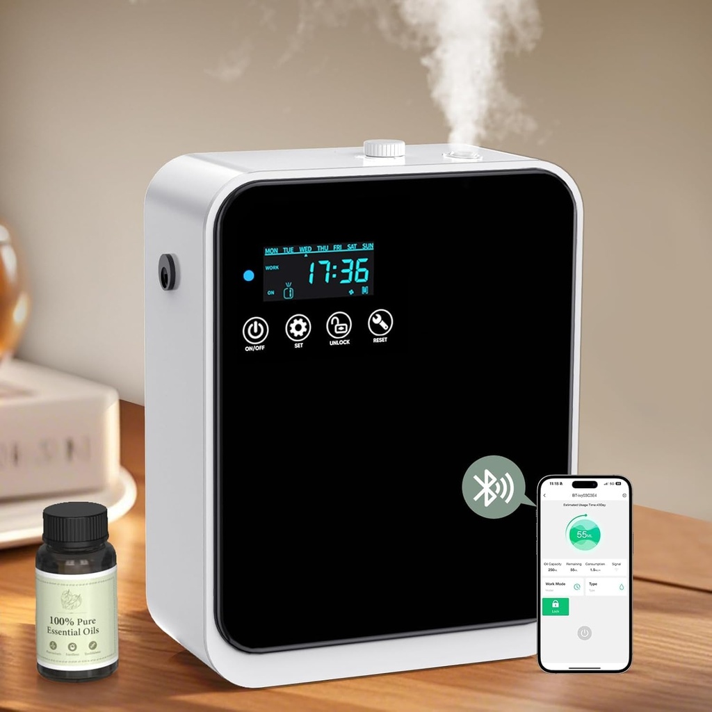 Waterless Diffuser, BraveKoi Home Essential Oil Diffuser with Smart APP, 240ml Large Capaci