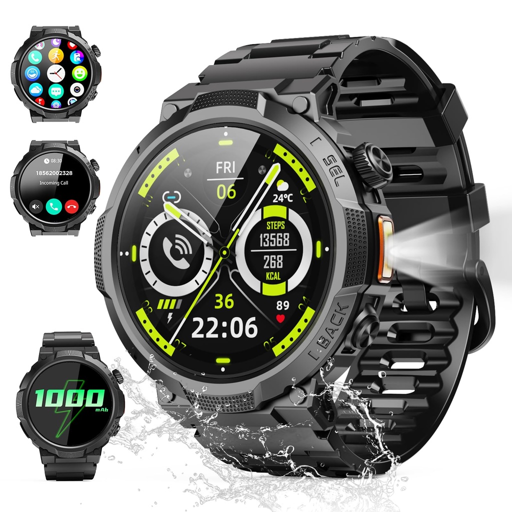 Soudorv Smart Watches for Men (Answer/Make Call), 1.53" HD Military Smartwatch, 1000 mAh Ul