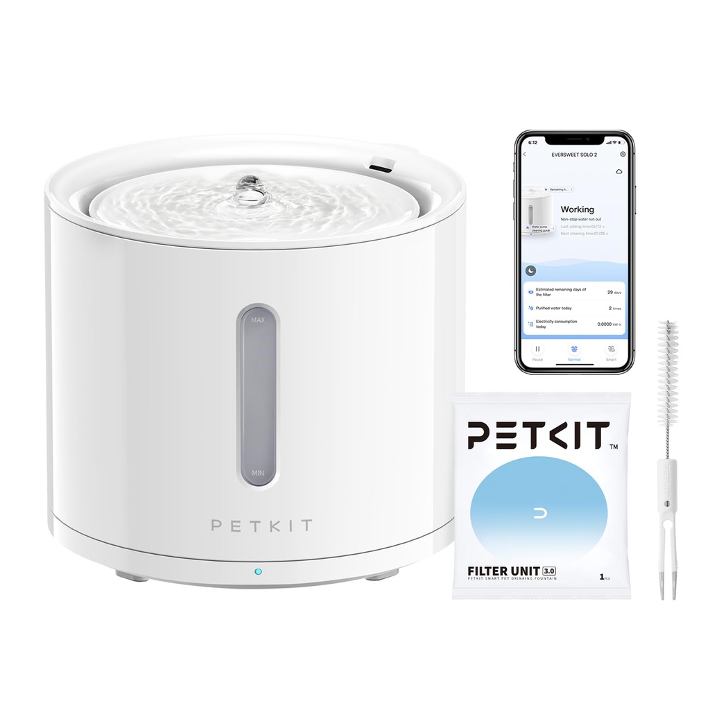 PETKIT Cat Water Fountain for Drinking, EVERSWEET SOLO 2, App Control Cat Fountain 2L, Ultr