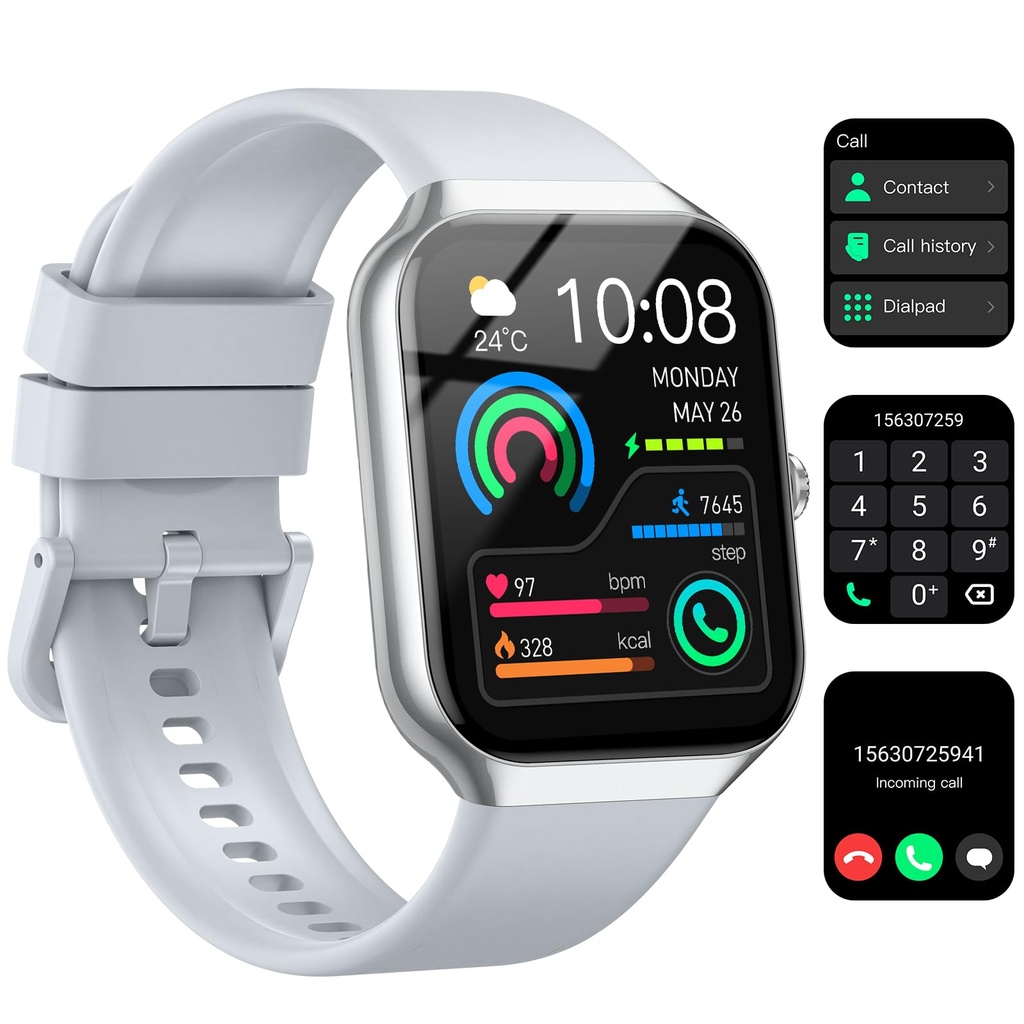 Smart Watch for Men Women Answer/Make Calls, 1.96" Fitness Watch Step Counter Heart Rate