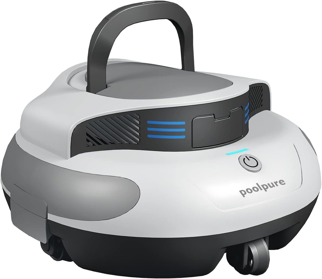 POOLPURE Pool Robot Piscina, 5000mAh Double Motor Cleaning, Dual Hall-effect Sensor, LED Di