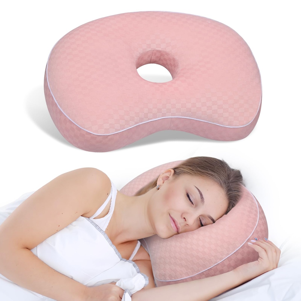 Babyezz Ear Piercing Pillow for Side Sleepers with Ear Hole for CNH and Ear Pain Ear Inflam