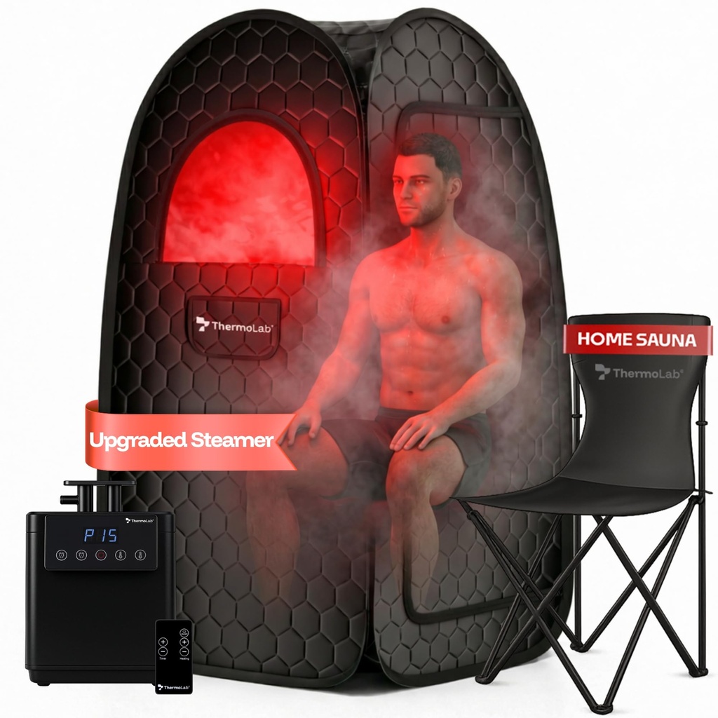 Improved 2.0 ThermoLab 2026 Steam Sauna for Home Use  2.6L Steamer & 1000W Heat