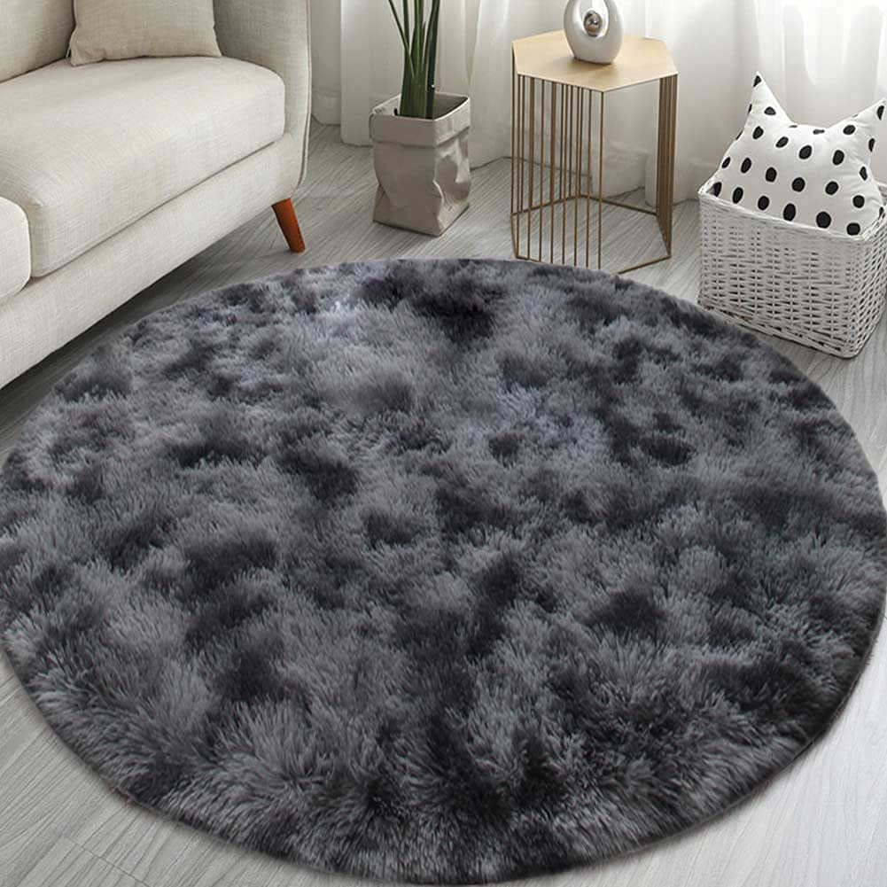 Tenekee Round Rugs for Bedrooms Fluffy Living Room Circle Area Rug Soft Shaggy Carpet for K
