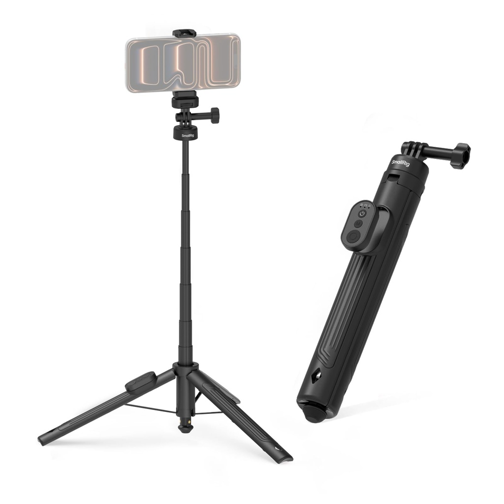 SMALLRIG 59" Selfie Stick Tripod with Remote, Extendable Tripod Stand for DJI Osmo Action 6