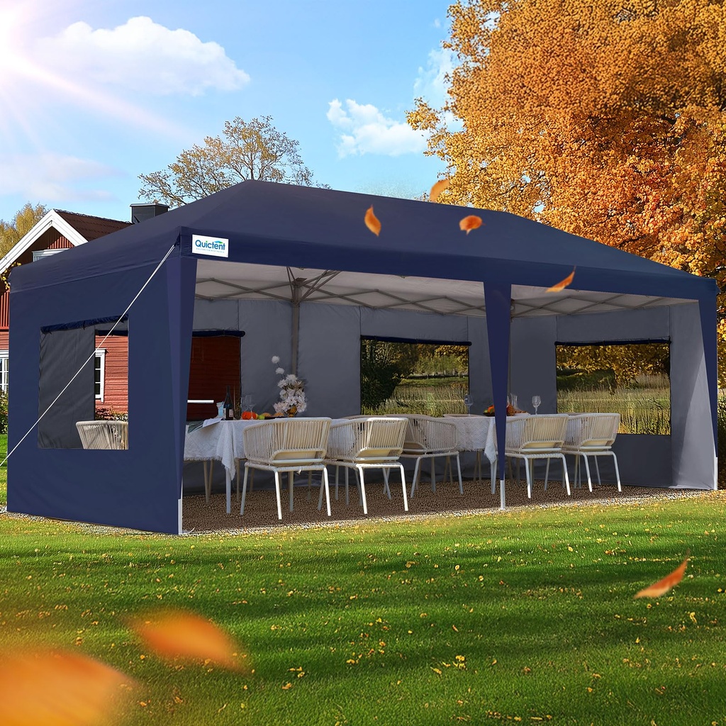 Quictent 3x6m Pop Up Gazebo with Mesh Window Sides, Adjustable Height Event Shelter, Portable Waterproof Canopy Tent