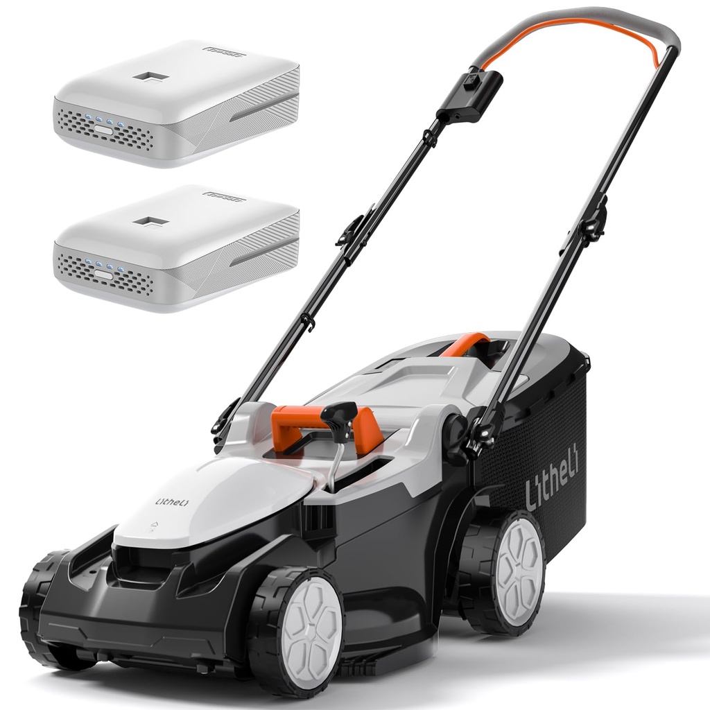 Litheli Cordless Lawnmower, 40V/37cm Cutting Width, Battery Lawn Mower, 6 Cutting Heights