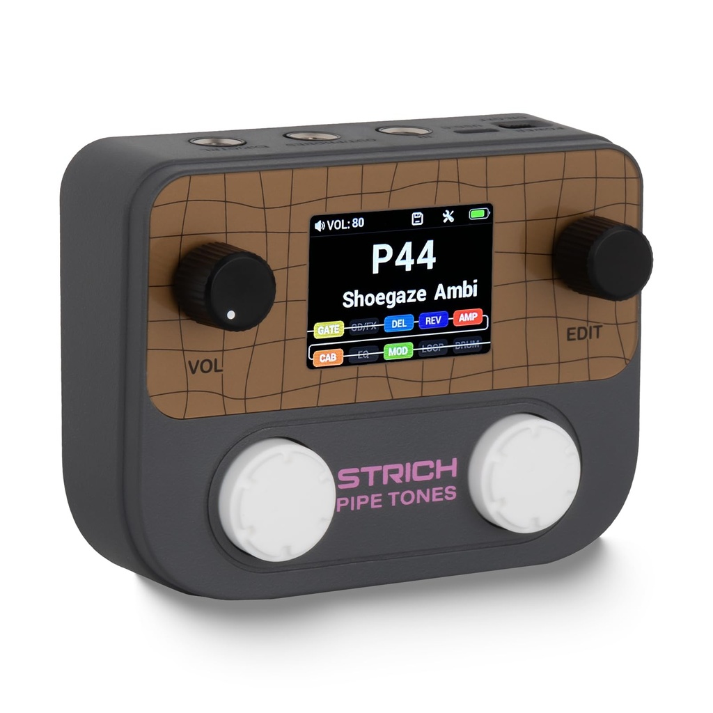 STRICH Pipe Tones Pocket Multi Effects Guitar Pedal for Guitar & Bass, 10 Effect Modules
