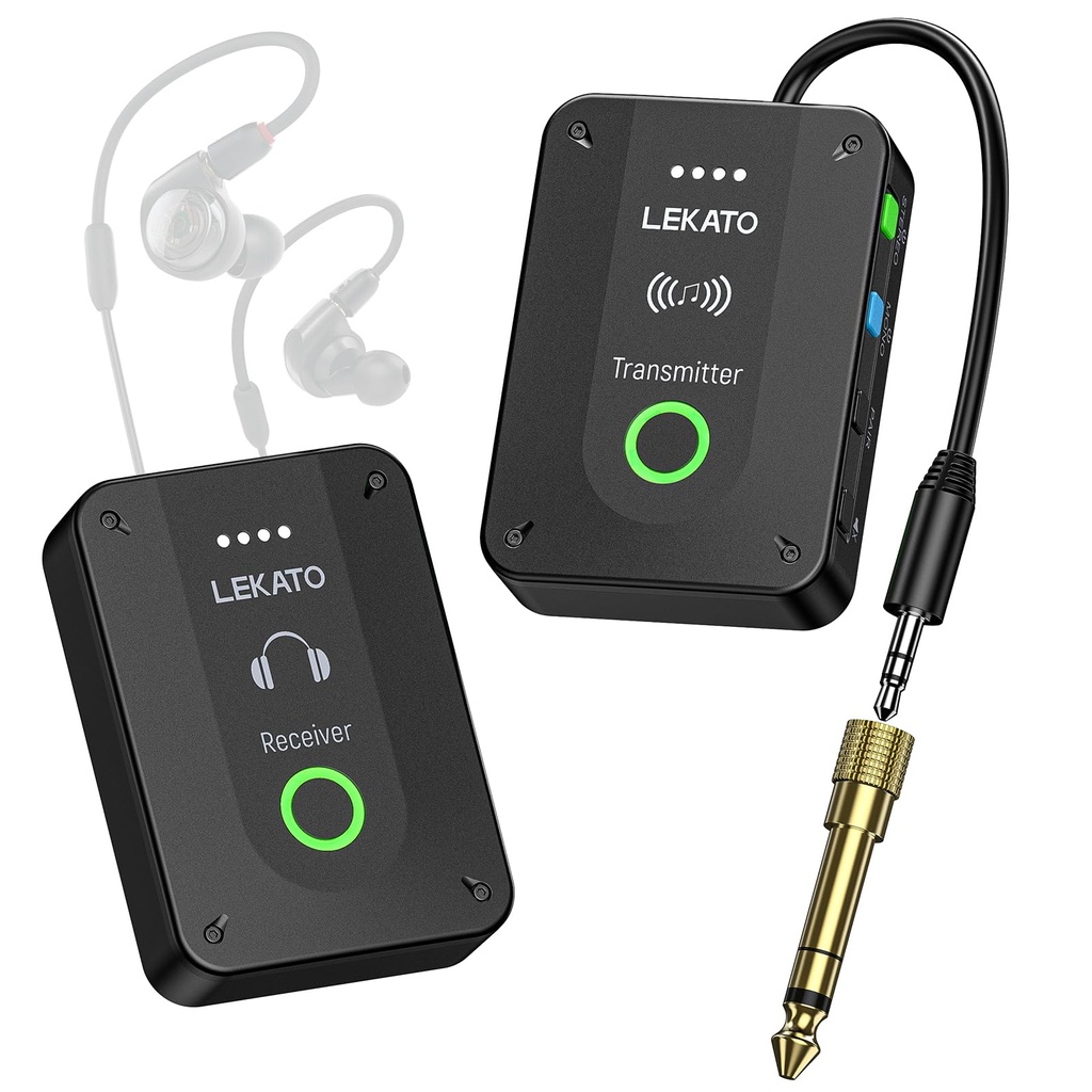 LEKATO MS-02 In-Ear Monitors, Upgraded 2.4G Stereo/Mono Wireless in Ear Monitor System