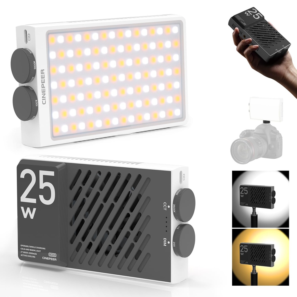 Video Light, ZHIYUN CINEPEER CM25 25W LED Camera Lighting for Pictures Video Recording