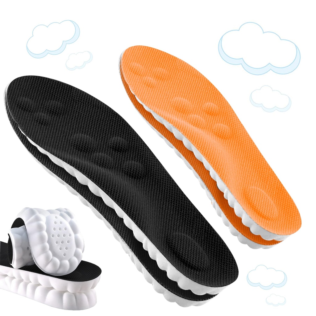 2 Pair Memory Foam Insoles with Arch Support for Women Men Comfort Massage Insoles Replacem