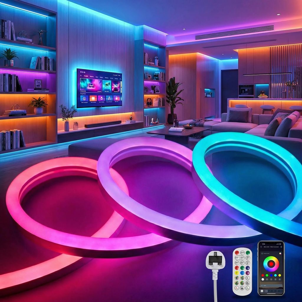 KSIBNW LED Strip Light 20M Outdoor Waterproof, RGBIC Neon Rope Lights