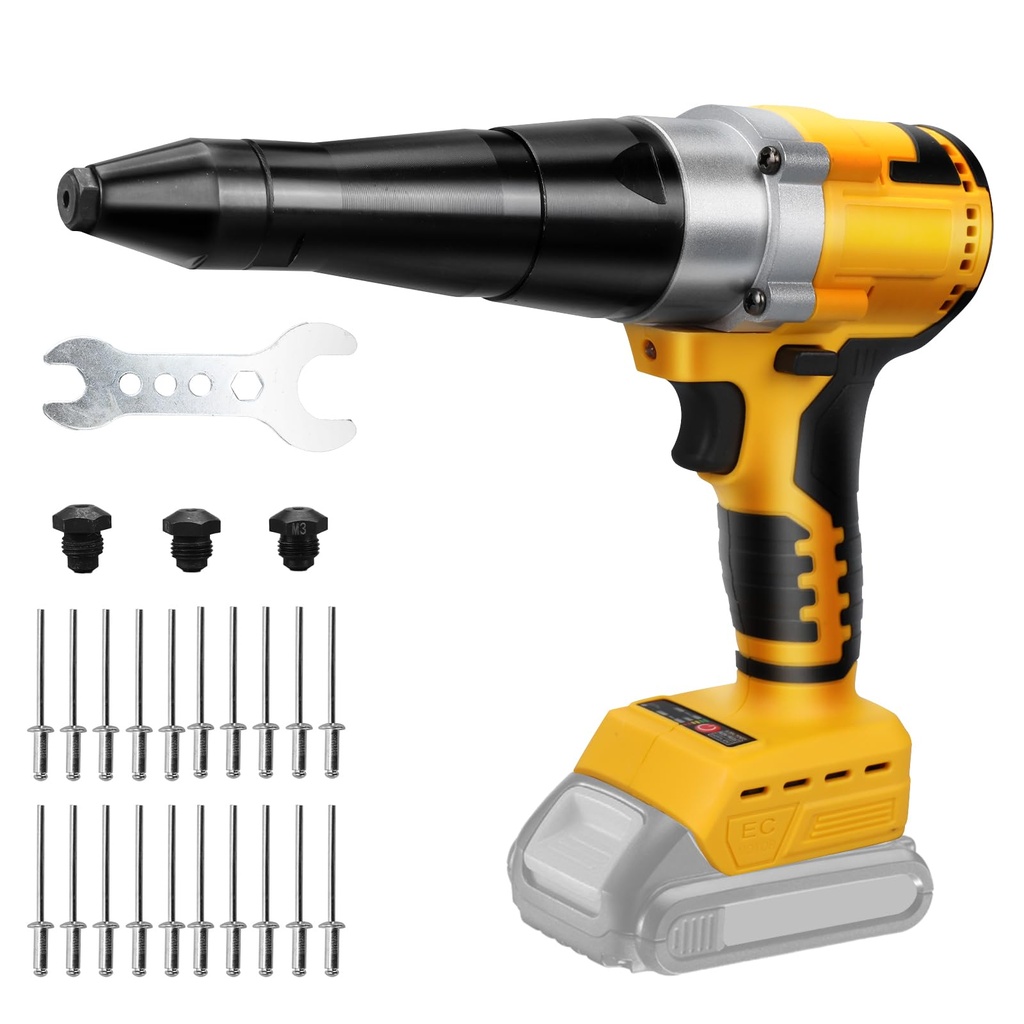 Cordless Rivet Gun Compatible with Dewalt 20V Battery, Professional Brushless Electric Rivet