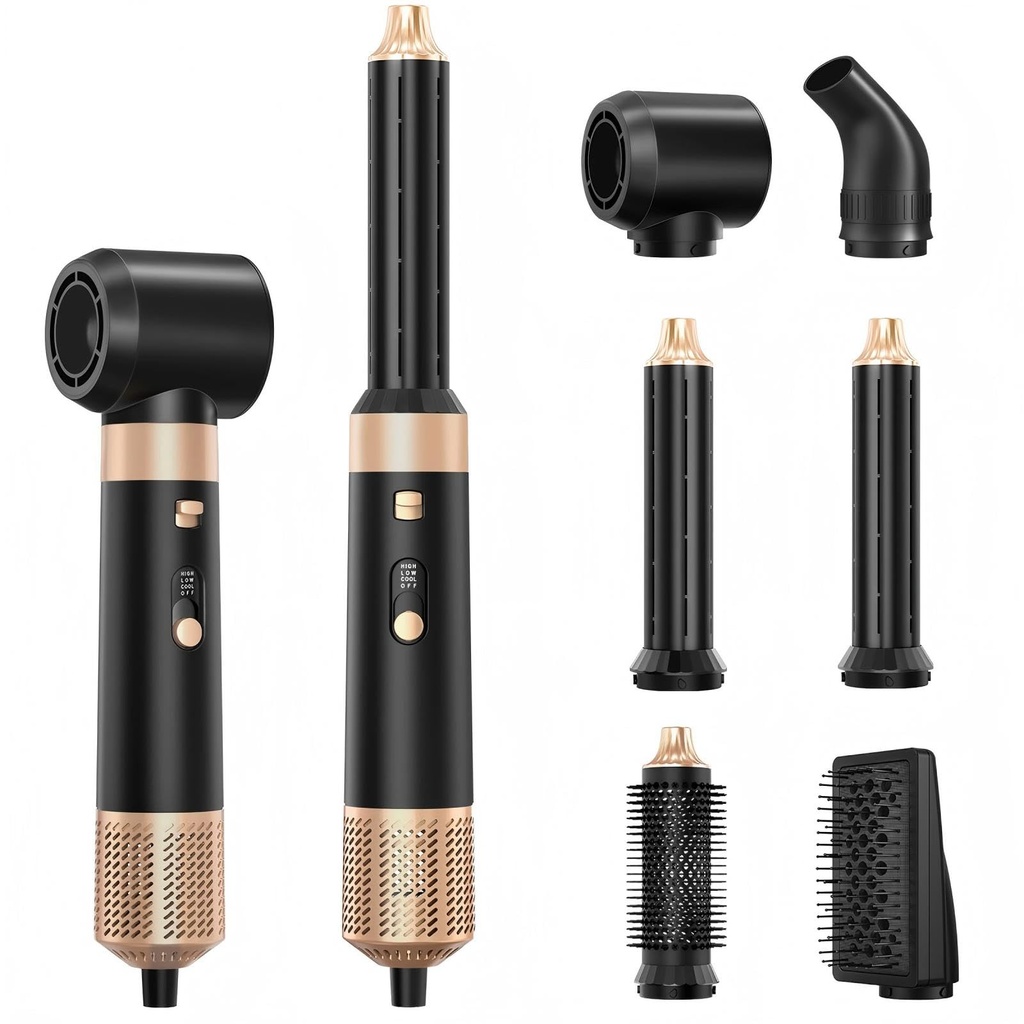 Sendowtek 6 in 1 Hot Air Hair Styler Brush 950W, Multi Tool Hairdryer Air Curler 3 Level Heat