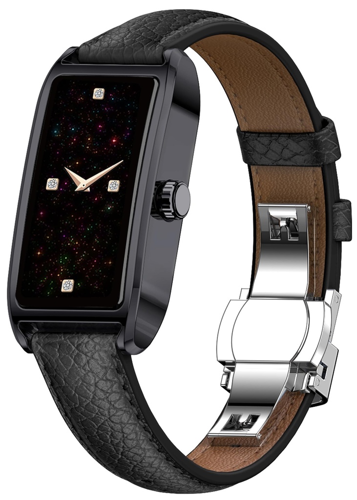 Fitness Tracker for Women Ladies Fitness Watch Dressy Leather Strap Alloy Case Luxury Fashion