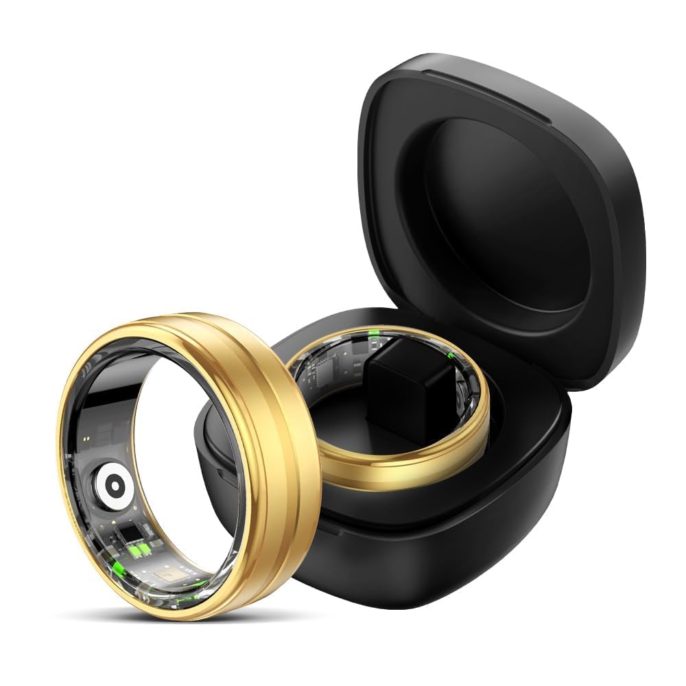 findtime Smart Ring for Men Women Gold Fitness Ring Android iOS Fitness Tracker Heart Rate