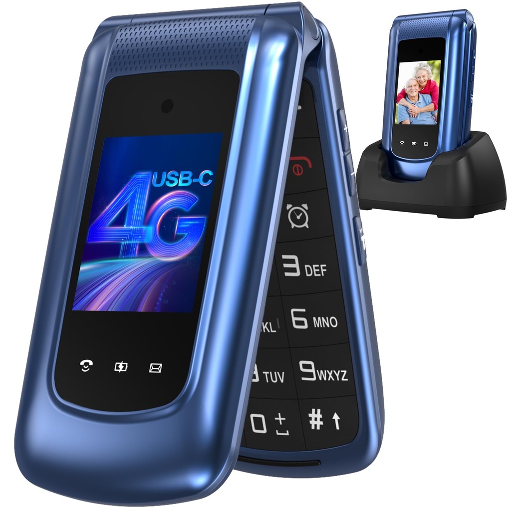 4G Senior Mobile Phone Simple for Elderly, Basic Cell Phone with Large Buttons, Flip Phone