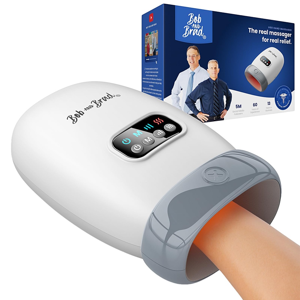 BOB AND BRAD H60 Hand Massager with Heat and Compression, Wireless Massager for Arthritis and Carpal Tunnel