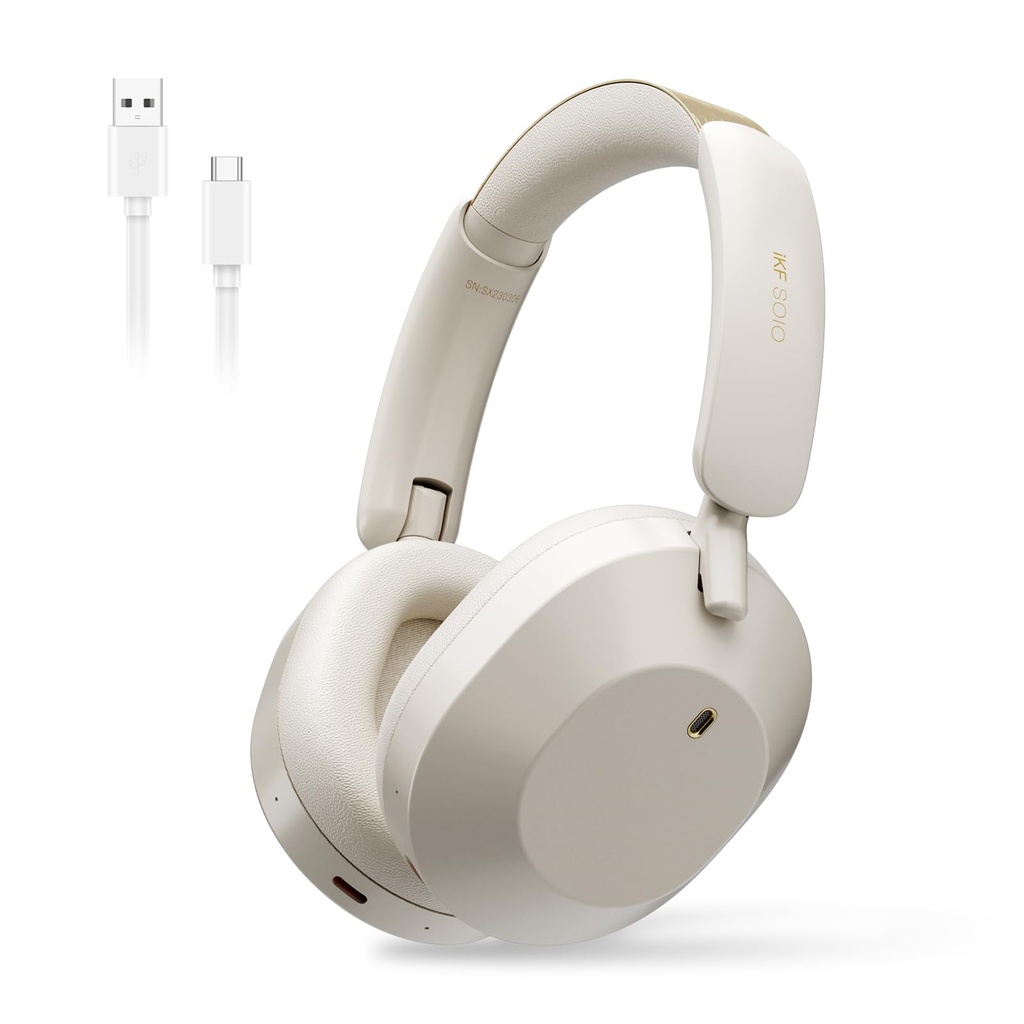 iKF Solo Over Ear Wireless Headphones with Active Noise Cancelling, Foldable Bluetooth Overhead headphones