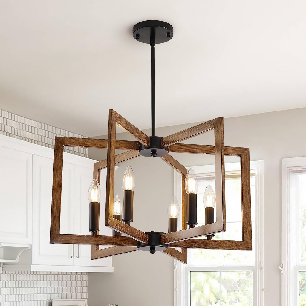 HvKvHvY Vintage Chandeliers Ceiling Light,E14 Geometric Farmhouse Pendant Light 
