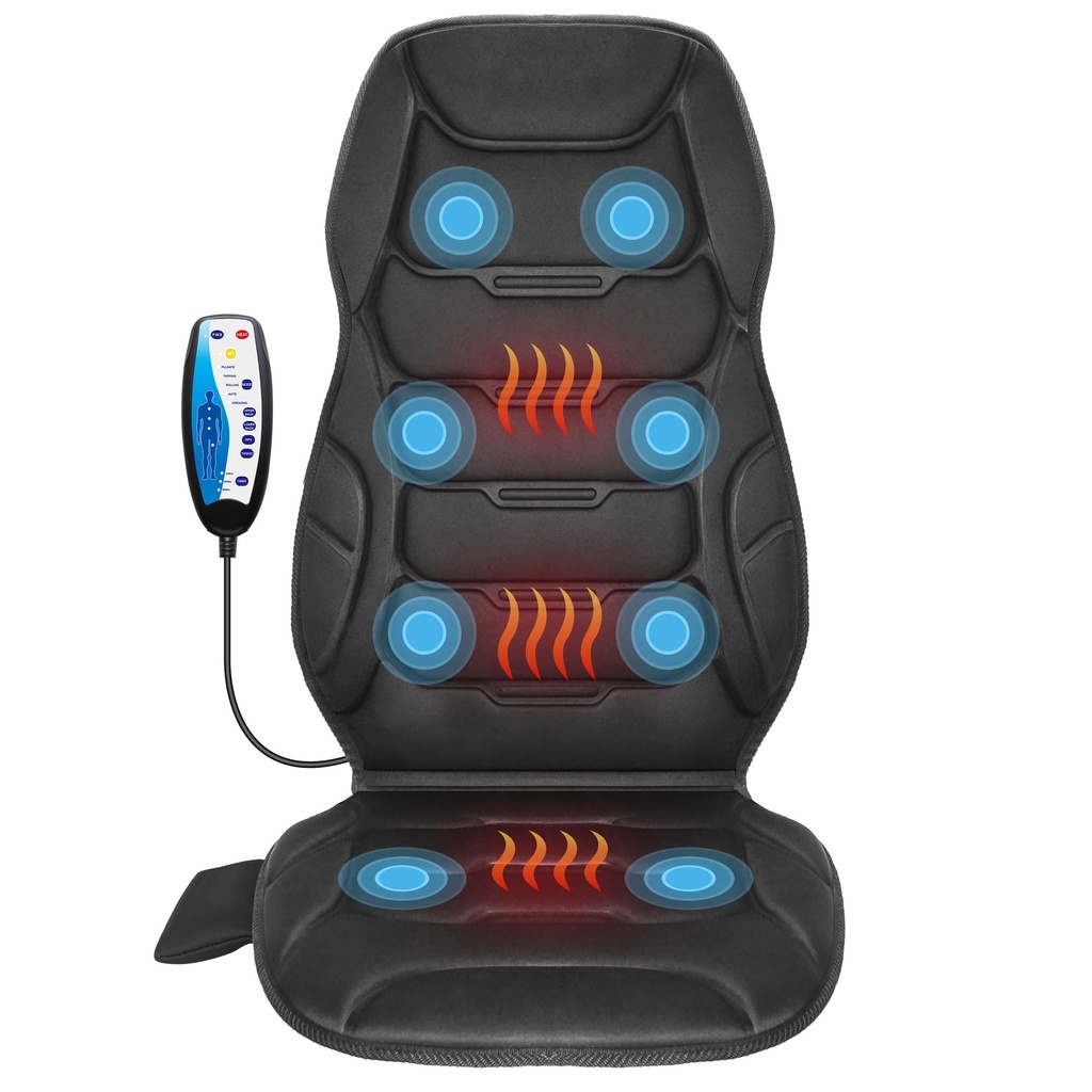 COMFIER Back Massager with Heat, Vibration Massage Cushion with 8 Massage Nodes 