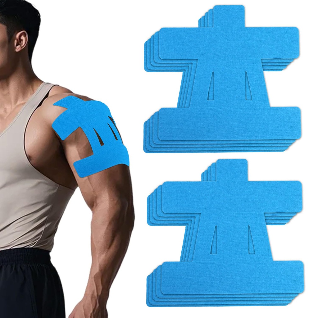 10pcs Kinesiology Tape for Shoulder, Waterproof Muscle Tape Precut Strips Breathable Elasti