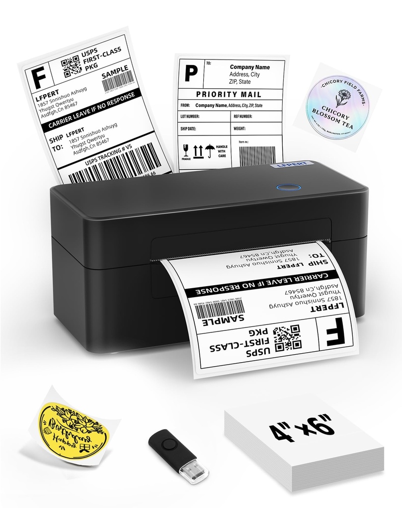 LFPERT DB402 Thermal Label Printer 4x6, USB Shipping Label Printer for Amazon, Shopify