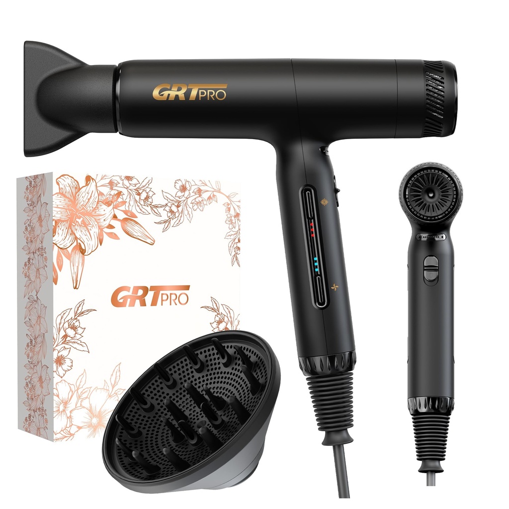 Professional Ionic Hair Dryer Travel Hairdryer 2200W,100,000 RPM High EC Motor,320g Lightweight 
