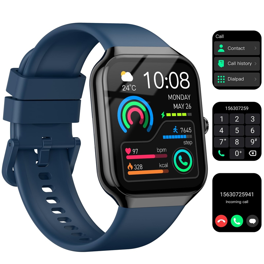 Smart Watch for Men Women Answer/Make Calls, 1.96" Fitness Watch Step Counter Heart Rate