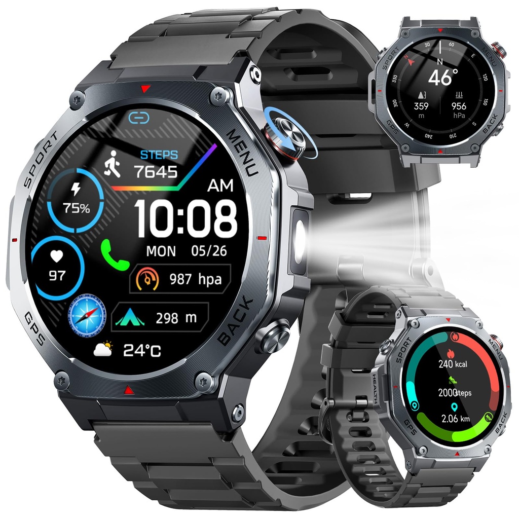 Smart Watch for Men Answer/Make Calls, 1.43" AMOLED Military Smart Watch