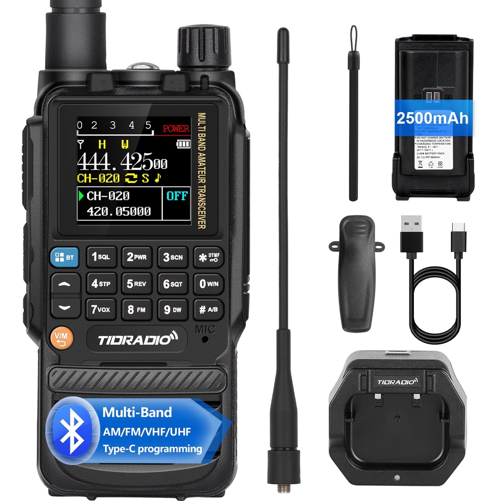 TIDRADIO TD-H3 Ham Radio,APP/Web Bluetooth Programming, 8-Band-Air Band, Freq Copy