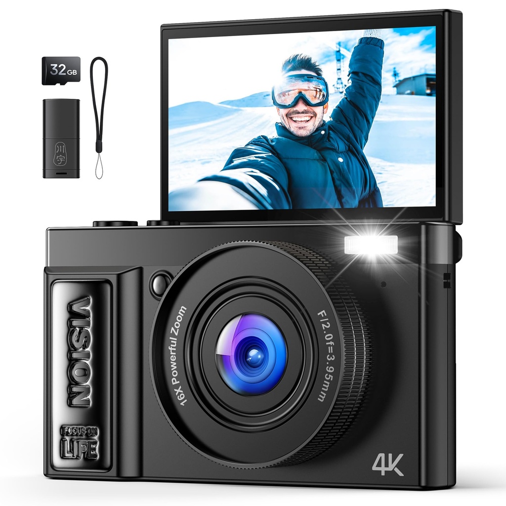 Digital Camera 4K for Photography Vlogging: 64MP Cameras for Video - 16X Zoom Photo Camera