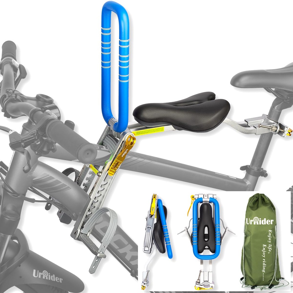 UrRider Front Mounted Child Bike Seat, Tool-Free Quick Release, Ultra-Light & Foldable Kids