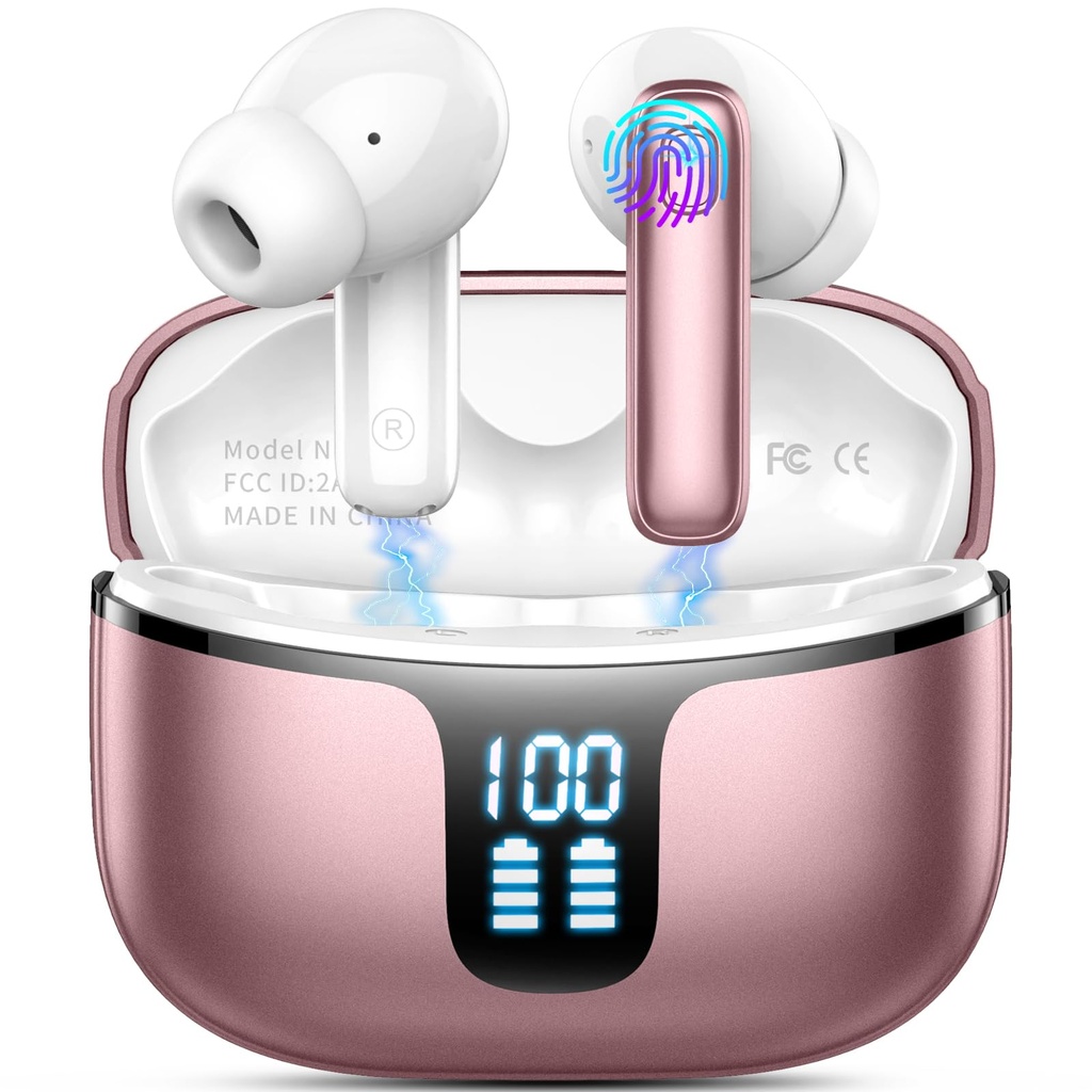 Btootos Wireless Earbuds Bluetooth 5.3 Headphones Bass Stereo Ear Buds with Noise Cancelling