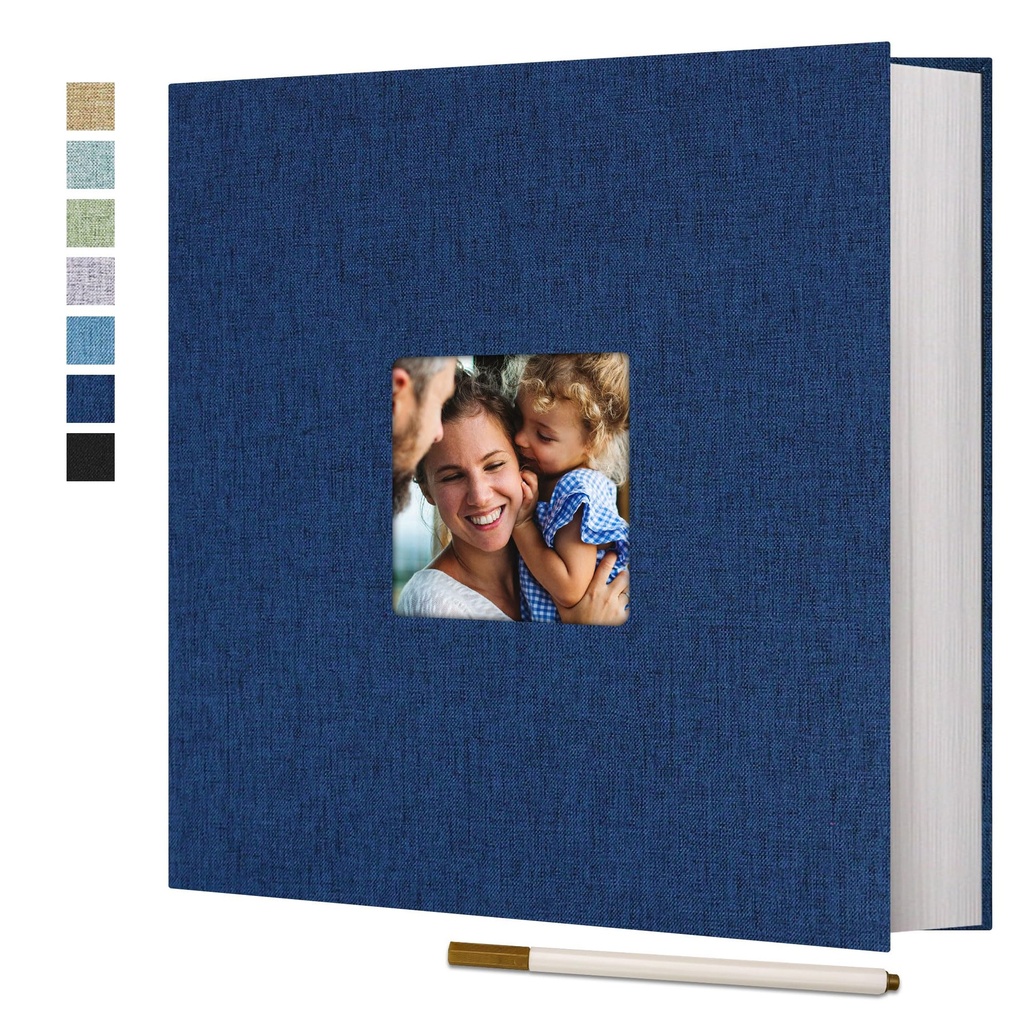 Vienrose Photo Album Self Adhesive 13x12.6 inches for 600 Photos Scrapbook 120 Pages Blue