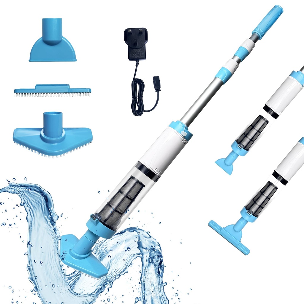 PoolyPoly Pool Vacuum Cleaner Rechargeable, 3 in 1 Electric Pool Hoover with Adjustable Handle
