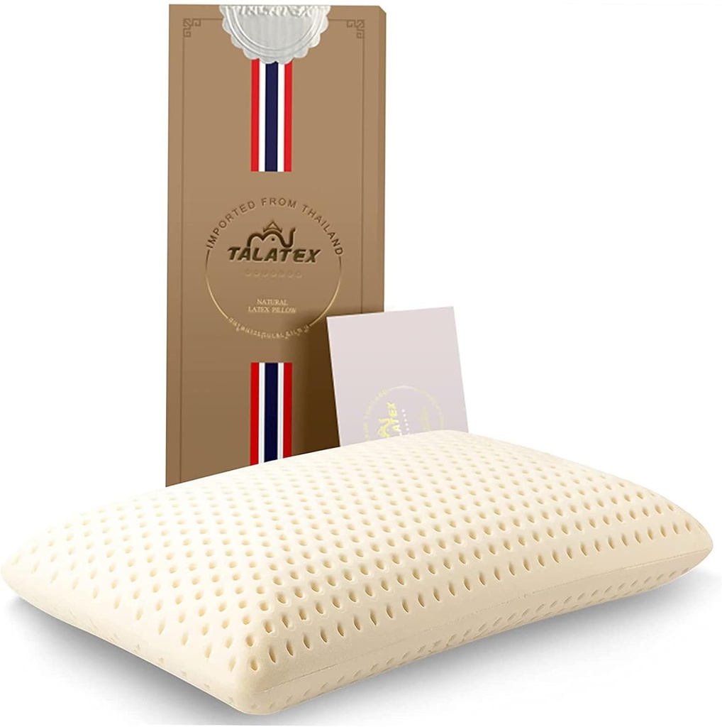 Talatex Natural Dunlop Latex Pillow, Medium Firm, Helps Relieve Pressure, Neck and Shoulder