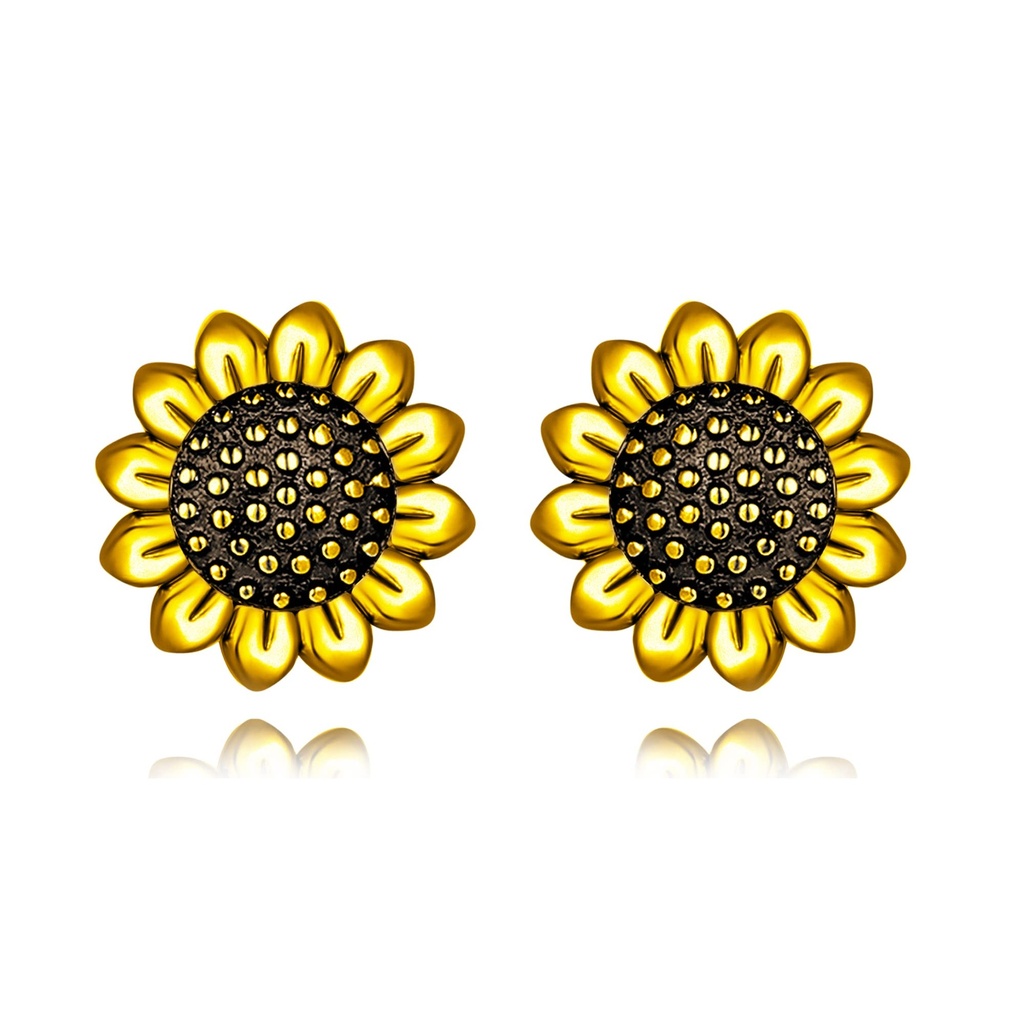 Sunflower Stud Earrings Gold Plated S925 Sterling Silver Jewelry Gift for Women Sister Daughter