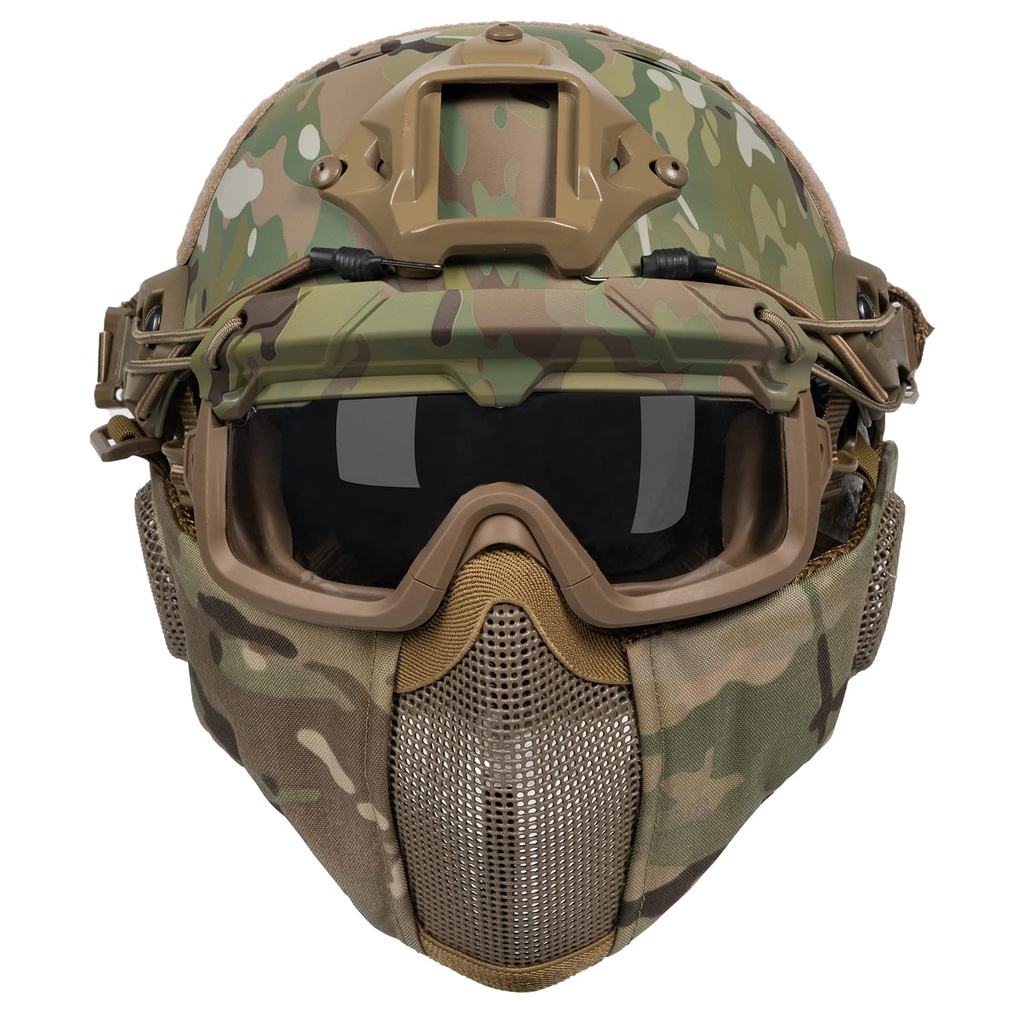 OneTigris Airsoft Fast Helmet - Full Face Protective Tactical Helmet With Foldable Ear 