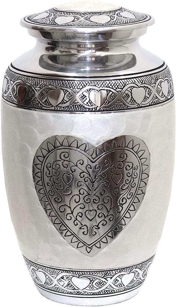 hlc Urns Heart Cremation Urn - Funeral Urn for Human Ashes - Burial urn with Detailed 