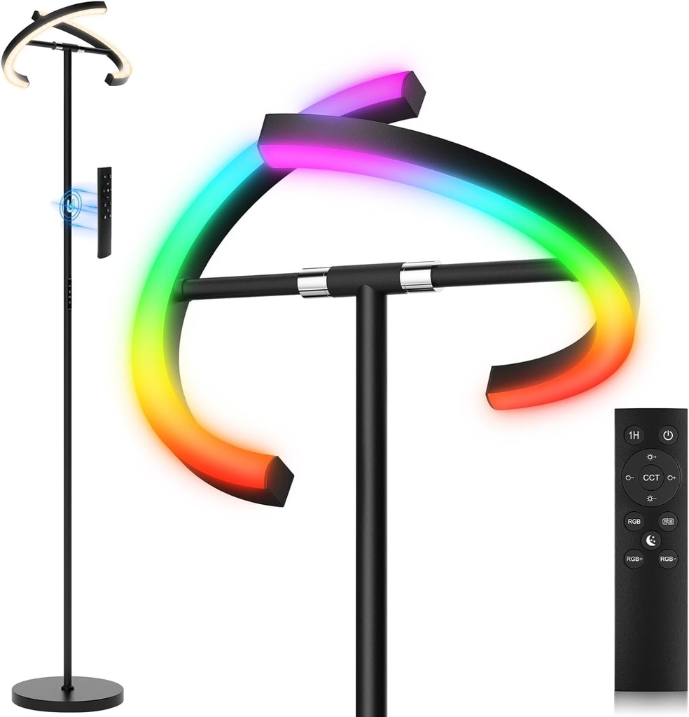 SIBRILLE RGBCW Floor Lamp, Color Changing Standing Lamp, Modern Stepless Dimmable LED Floor