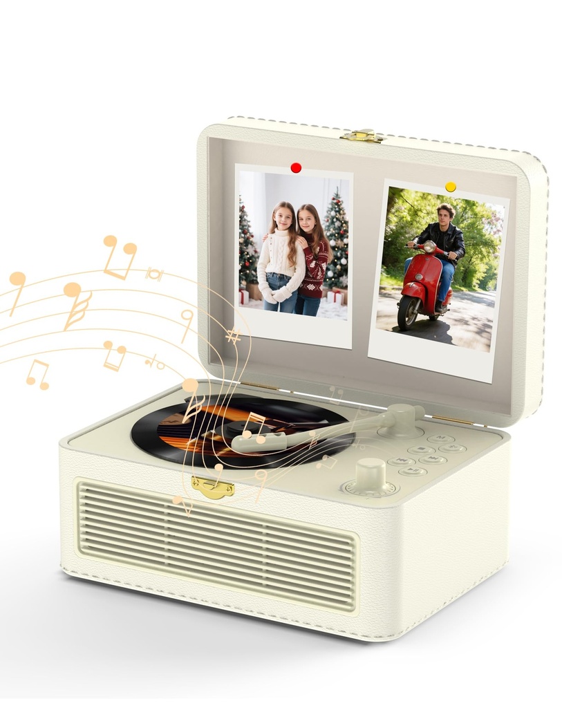 KOVCDVI Portable CD Player Bluetooth Retro Radio with CD-Player with Speaker Support USB & Aux