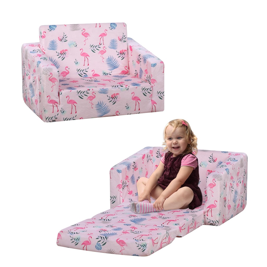 PWTJ- Toddler Sofa Bed/2 in 1/Convertible Sofa for Kids/Light Weight/Easy to Assemble