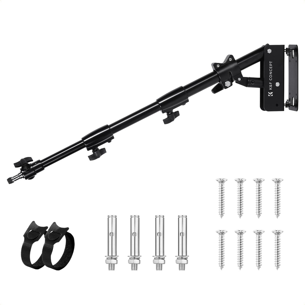 K&F CONCEPT Wall Mount Triangle Boom Arm 39.37inch/100cm, Ring Light Mount 180°Flexible