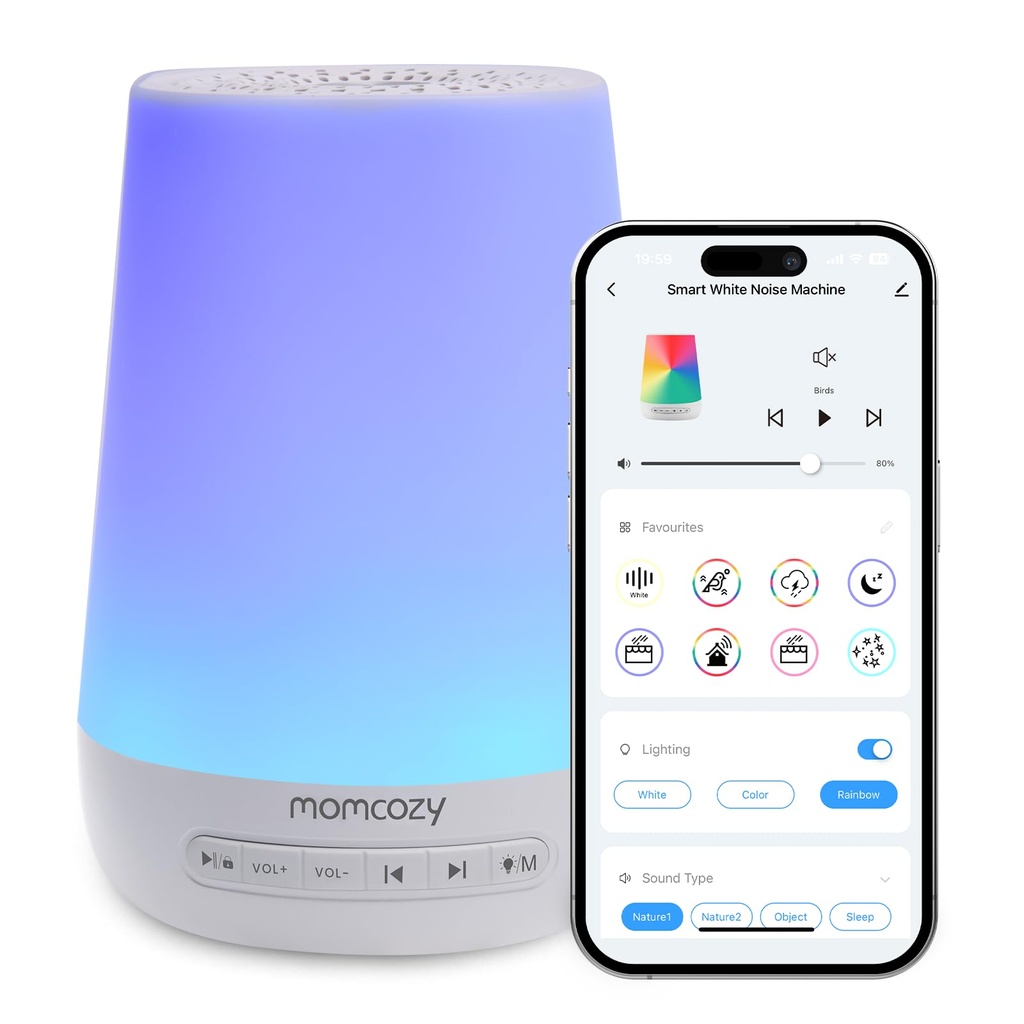 Baby Sound Machine, Momcozy White Noise Machine for Baby Sleeping with Night Light, Toddler