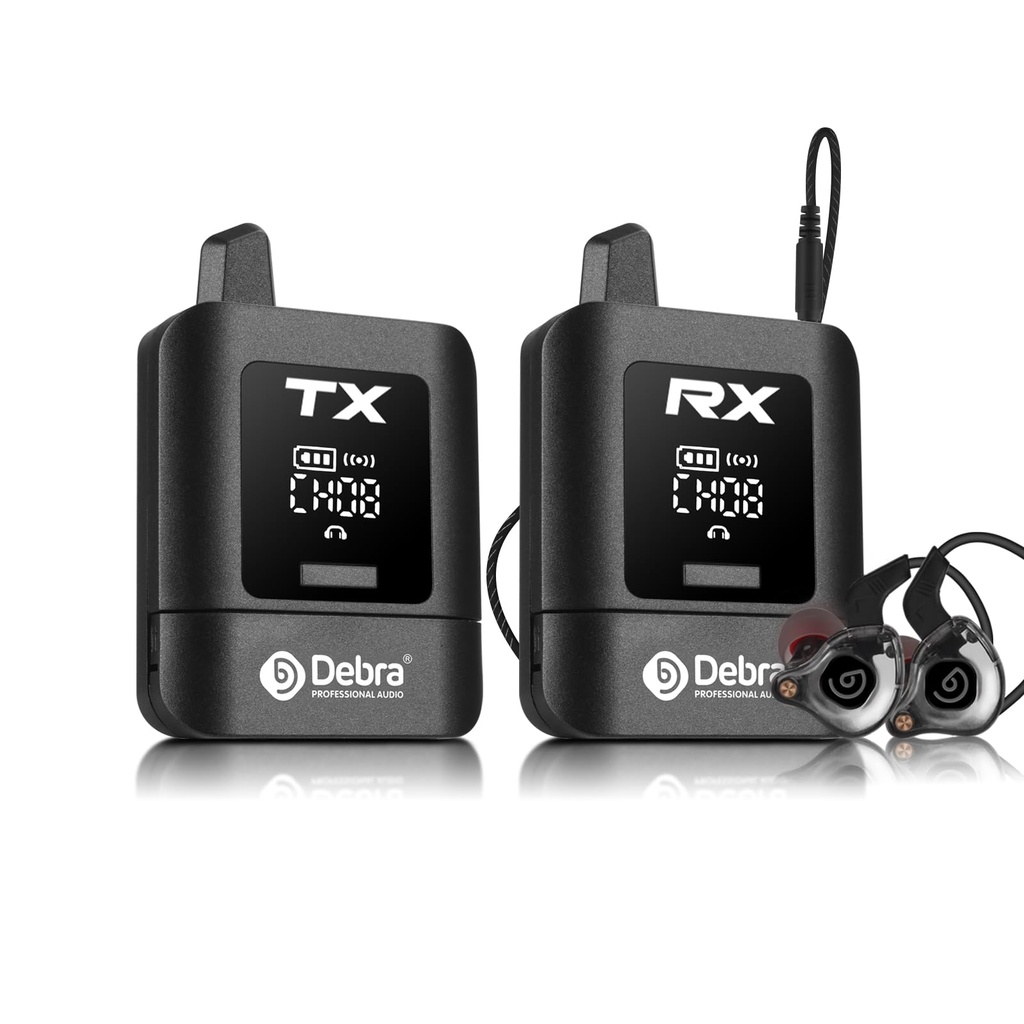 D Debra ST-Mini Wireless In Ear Monitor System - True Stereo IEM, 2.4GHz 50m Range, 11 Channel