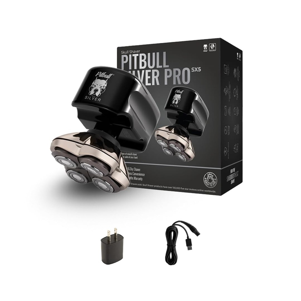 Skull Shaver Pitbull Silver Pro SX5 Head and Face Shaver Electric for Men